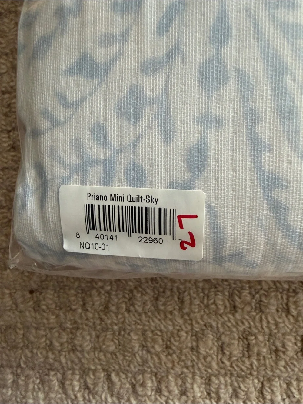 Serena & Lily Blue and White Leaf-Print Nursery Throw